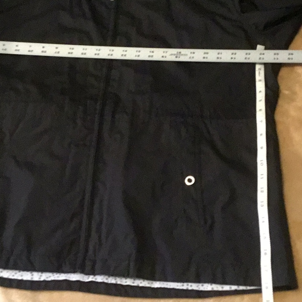 Free Country Black Hooded Raincoat with Polka-Dot Lining - Picture 4 of 6
